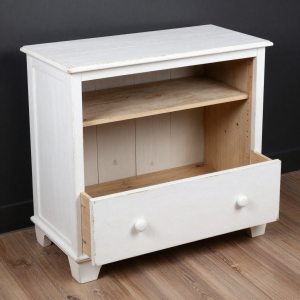 Commode Naturelle en Bois Clair – Blanc