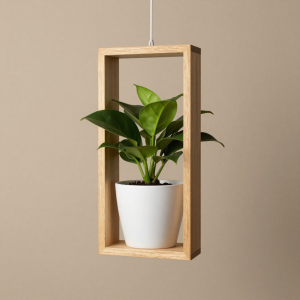 Porte-Plantes Suspendu Moderne en Bois Naturel
